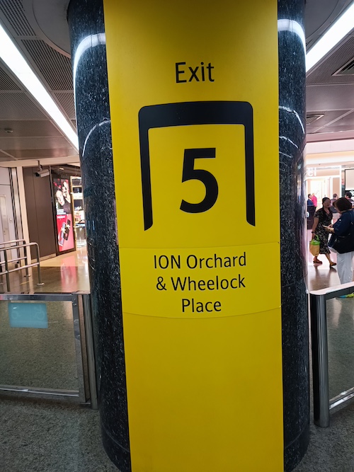 Take the North-South (red) MRT train to Orchard Station